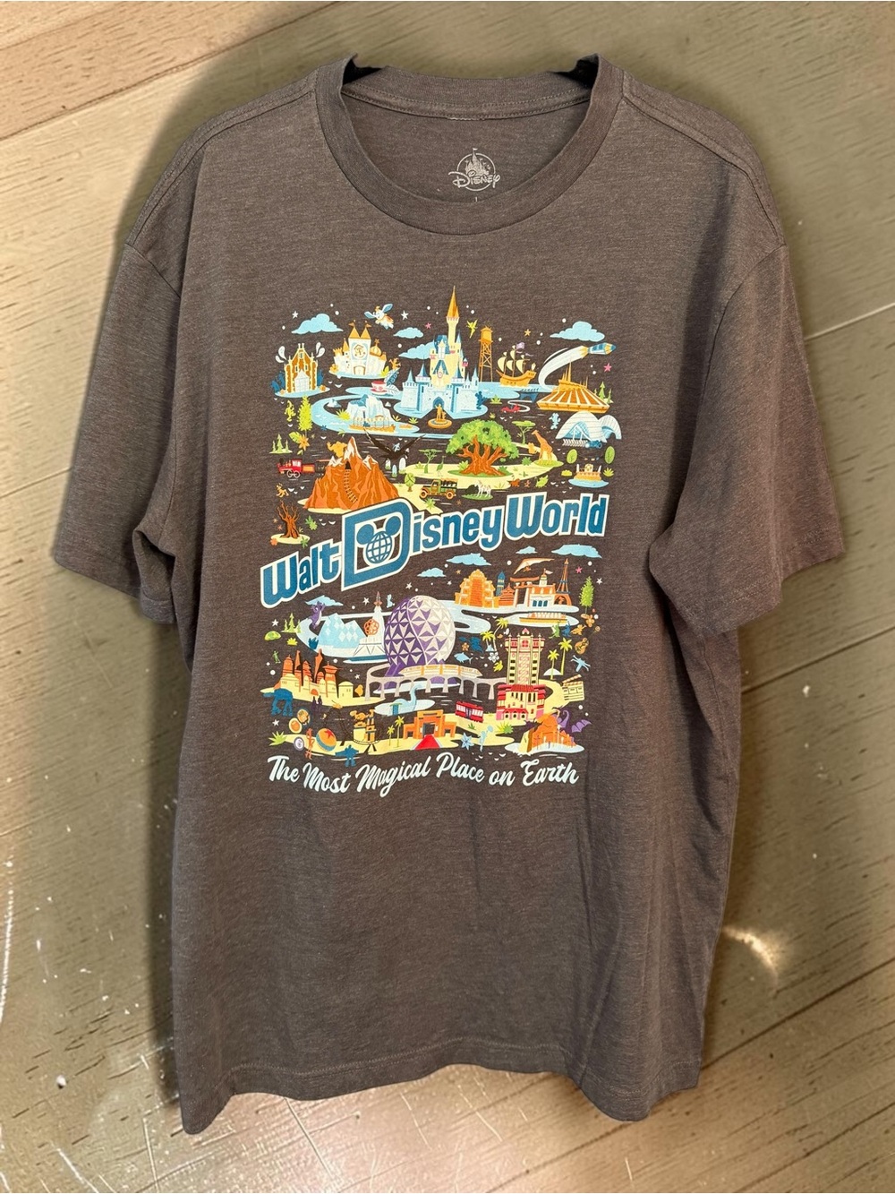 Walt Disney World Park Map Graphic Tee Large Grey Souvenir Vacation Tee